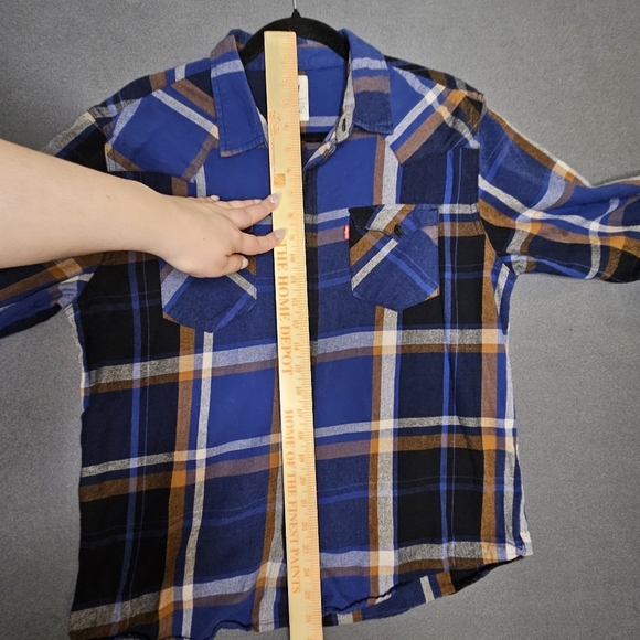 Levi's Mens Flannel Button Down Button Up Long Sleeve Blue Plaid Western Medium - Picture 12 of 13
